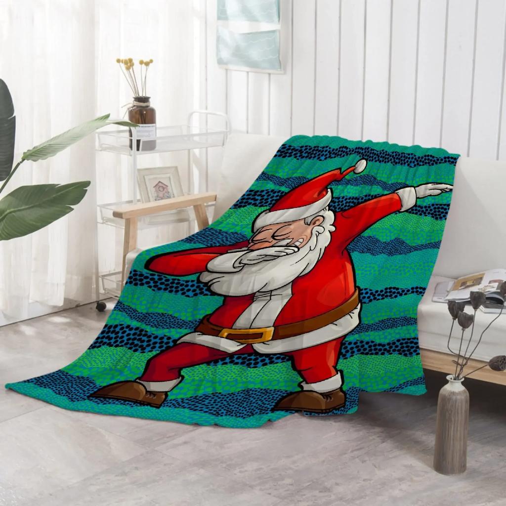 3D Print Merry Christmas Blanket Sofa Cover Throw Santa Claus Xmas New Year Blanket Fleece Warm Bed Blankets for Bedroom Couch