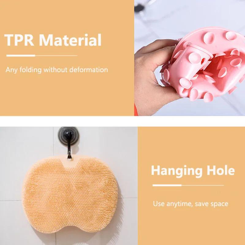 Foot Wash Brush Rub Back with Sucker Brush Bathroom Tool Foot Massage Pad Shower Massage Mat Exfoliating Bath Pad Bath Sponge