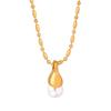French Luxe Miyuki Bead Necklace: Titanium Steel 18k Gold Shell Pearl Pendant