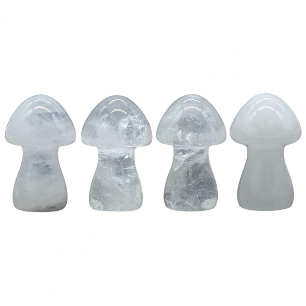 Mushroom Figurine Carved Nice-looking Clear Texture Smooth Edge Mushroom Micro Ornament DIY Faux Crystal Mushroom Figurine