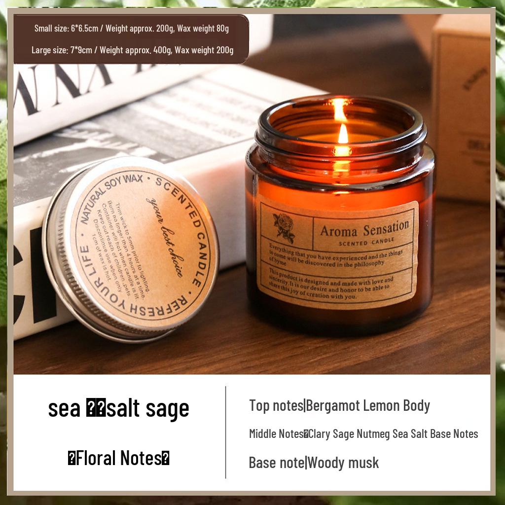 Smokeless Amber Glass Candle: Little Brown Bottle Fragrance Home Ornament