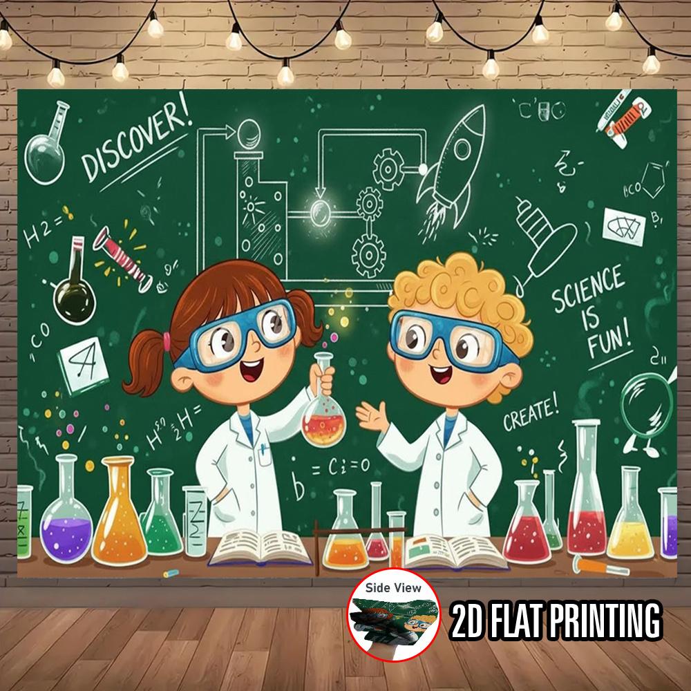 2D plane 1 experimental science-themed party banner - laboratory background decoration. Suitable for parties. 100x150cm
