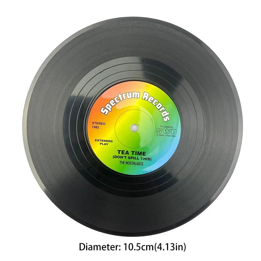 2/4/6PCS Retro Vinyl Record Cup Coaster Anti-slip Coffee Coasters Heat Resistant Music Drink Mug Mat Table Placemat Decor
