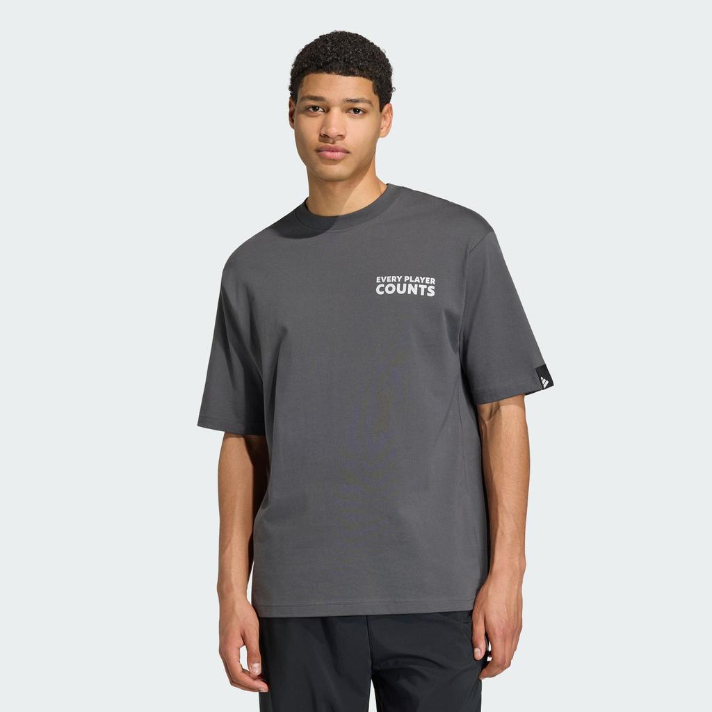 Adidas VERBIAGE T Shirts Men's Solid Gray Crew Neck Moderate