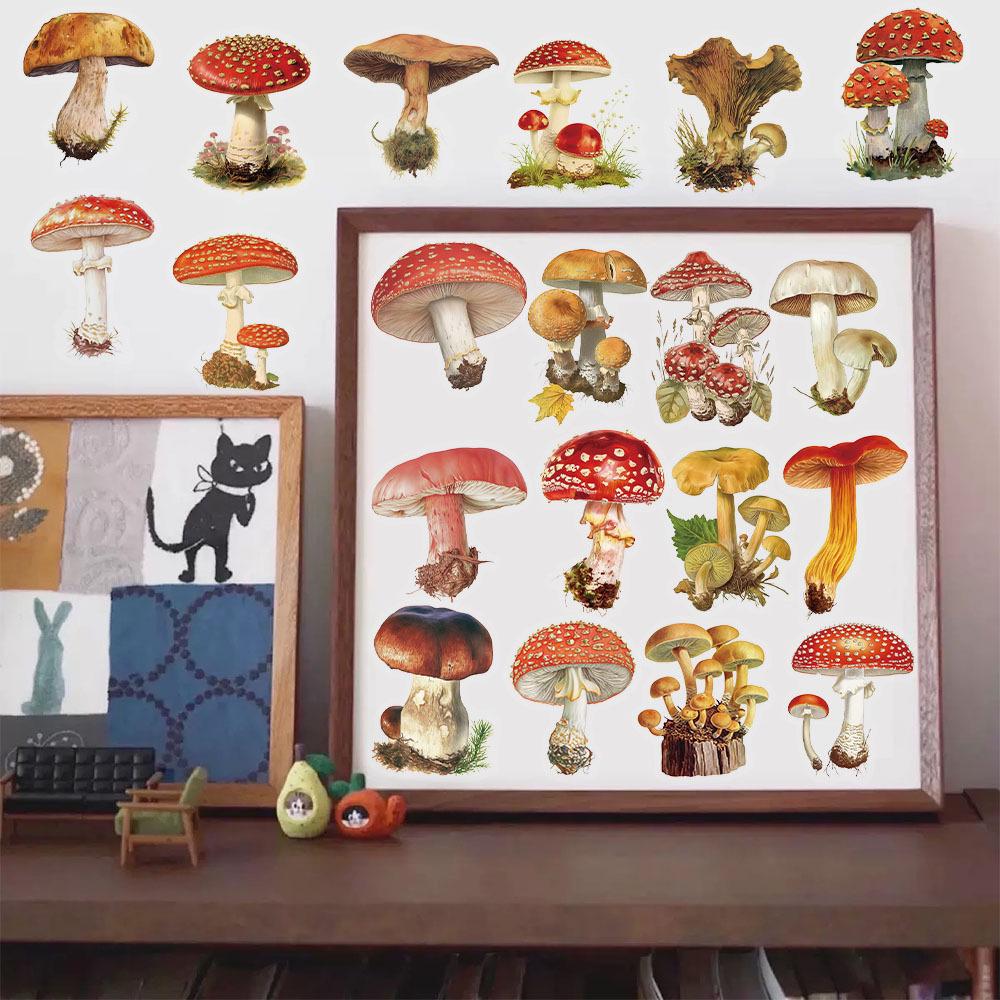 50 Creative Retro Mushroom Transparent PET Stickers for Journaling & Decoration