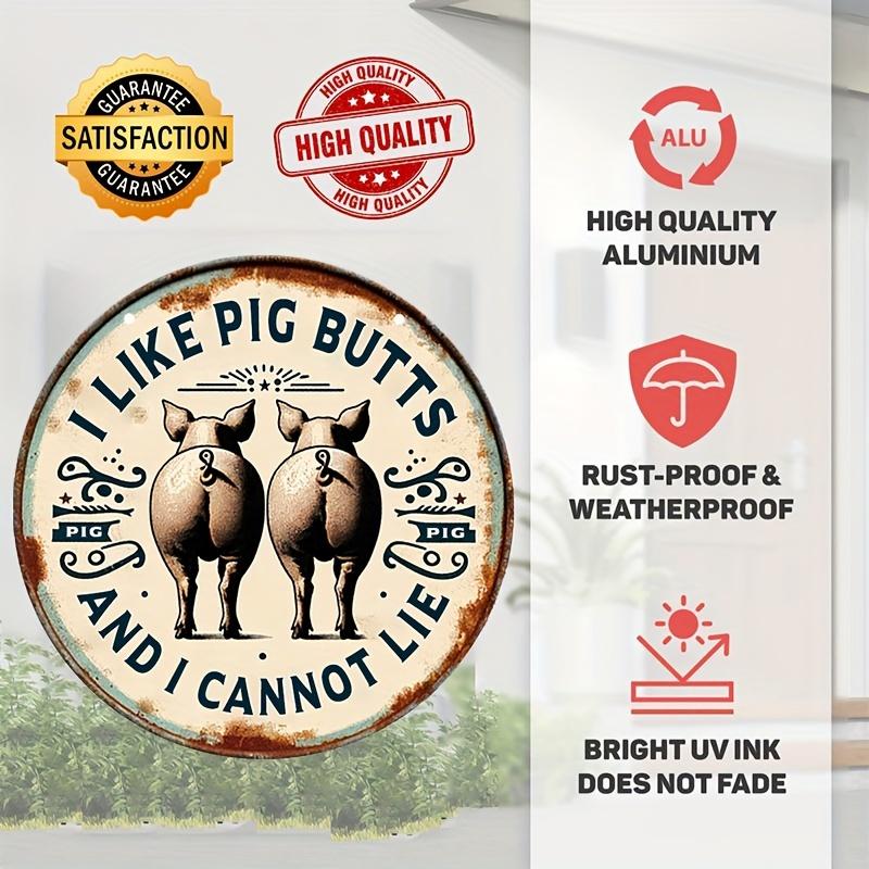 2D 1PC Wooden Disc I Like Pigs Butt Theme Sign 8 Inch Design Decorative Art Durable Wall Plaque Bedroom Office Cafe Bar