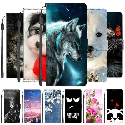 Luxury Leather Phone Case For Samsung Galaxy A56 A36 A26 A16 Cartoon Wolf Flip Cover For A36 A26 A 56 A16 PU Stand Holder Funda