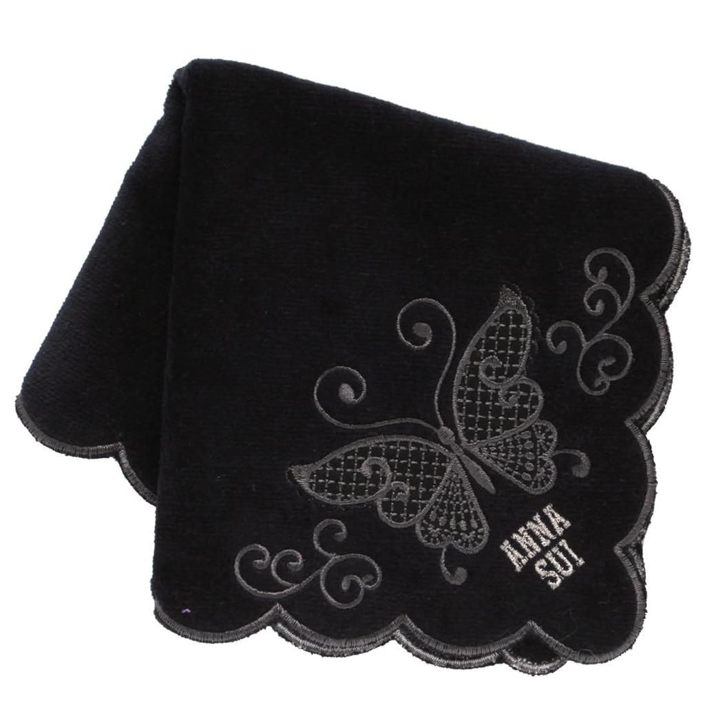 ANNA SUI Large Towel Handkerchief with Butterfly Tulle for (28cm) Appliqué (Black) Women, 109109-0004-04