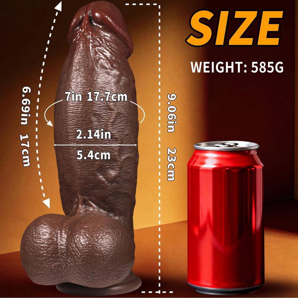 9 Inch Huge Thick Dildo, Girth Dual Density Silicone Dildos with Strong Suction Cup, G-Spot Lifelike Skin Anal Penis Adult for Men And Women
