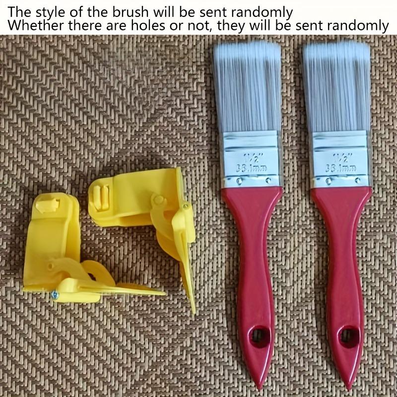 2PCS Durable Paint Brush, Portable Edge Color Separation Non-shedding Two-tone Paint Brush, Wooden Handle Two-color Veneer Paint Brush