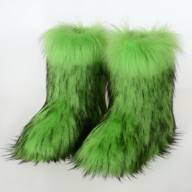 Fashion Fluffy Mid-calf Boots Winter Women Fashion Snow Boots Warm Cotton Shoes 2025 New