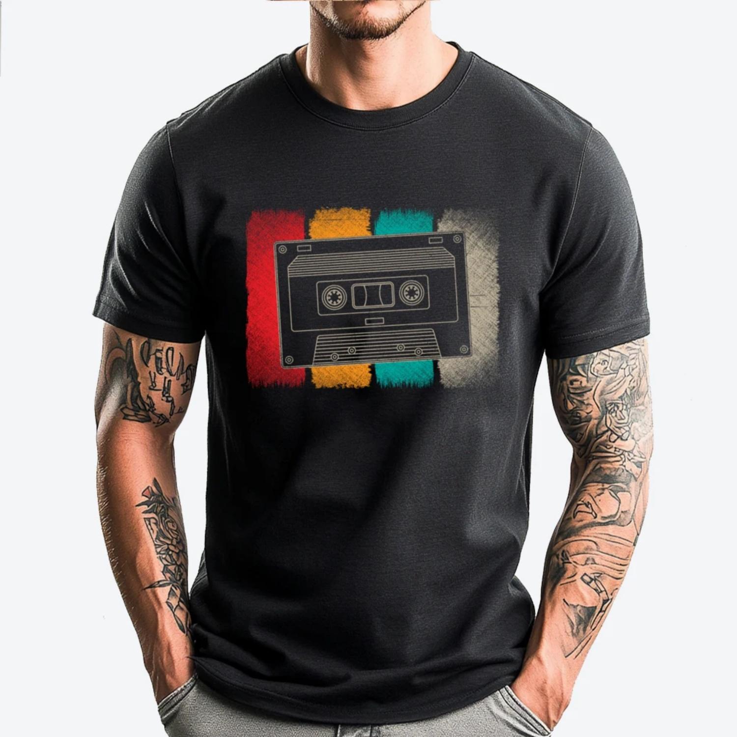 

Retro 80s Music Lover 1980s Mixtape Eighties Cassette Big And Tall T Shirts T-Shirt Gift Teeshirt Sale Father s Day S чёрный