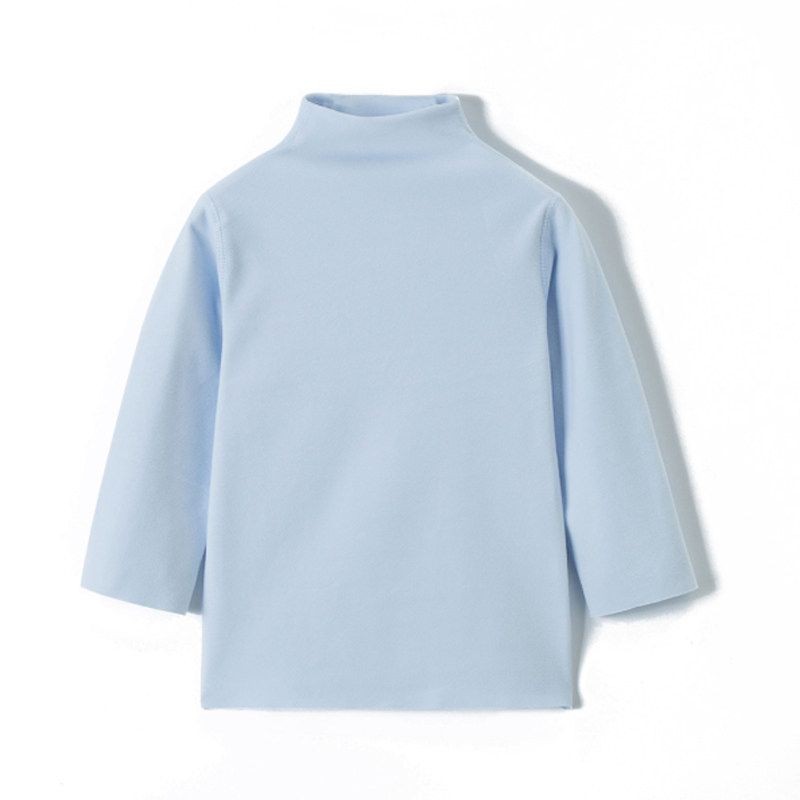 New Children's Half-Turtleneck Base Layer Pure Cotton Autumn Shirt Boys' Thermal Underwear Stretchy Girls' Autumn and Winter Inner Top