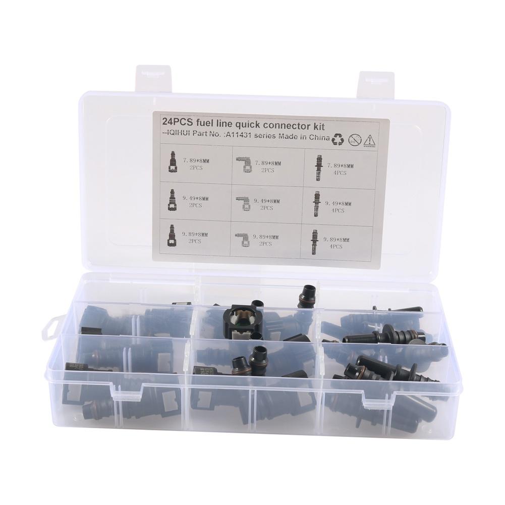 24PCS Fuel Line Quick Connector Kit 6mm/8mm Nylon Hose Barb Fitting For Car PA12 Nylon Plastic Material Fuel Line Connector 8mm