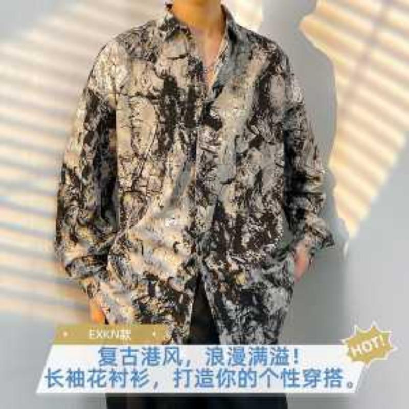 Style Floral Floral All Match Printed Shirt Retro Spring and Autumn New Style Loose Fitting Shirt Long Sleeved Top