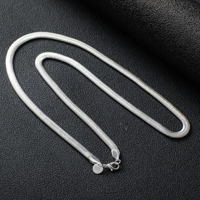 16/18/20/22/24 Inch 6MM Flat Snake Bone Chain Necklace Women Men Wedding Fashion Jewelry Charm Gifts
