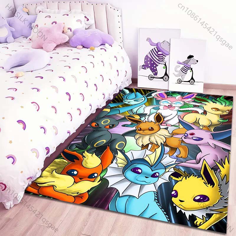 Classic 17 Styles P-Pokemon Eevee Cartoon Carpets Rug for Living Room Bedroom Bedside Floor Mat Area Rug Home Decor Potdemiel