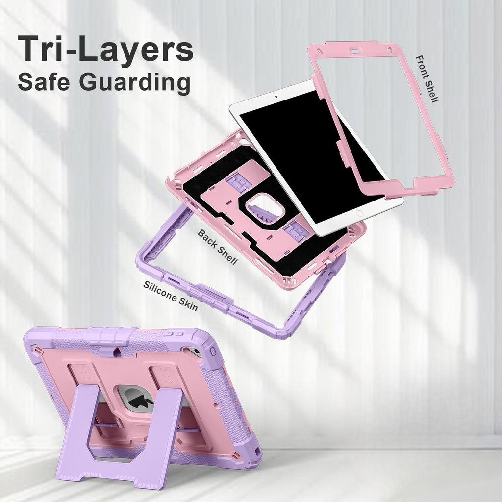 Kids Friendly Case for iPad 10.2 7th 8th 9th Heavy Duty Shockproof Protective Cover with Built-in Kickstand Funda
