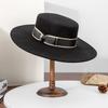 Rongmei Autumn and Winter New French Celebrity Hepburn Style Flat Top Woolen Top Hat Fashion Wide Edge British Felt Hat