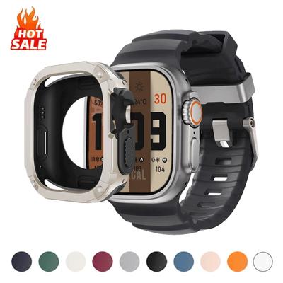 Band+Case for Apple Watch Ultra 2 49mm 44mm 45mm 46mm Silicone Strap TPU+PC iWatch Series Ultra 3 SE 3 11 10 9 8 7 6 5 Protector