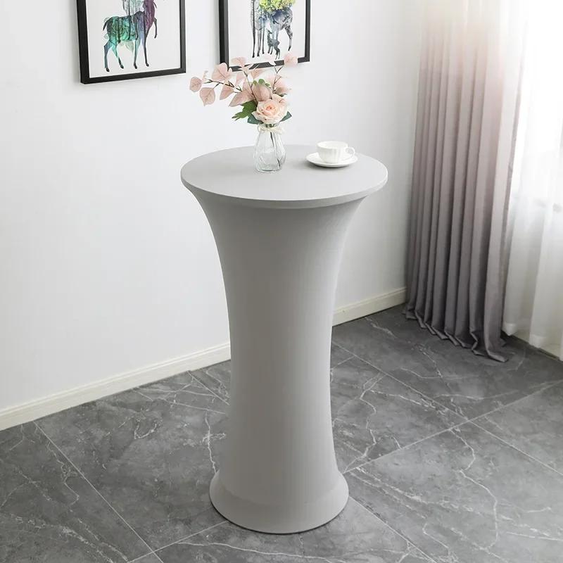 Cocktail Round Tablecloth Spandex Stretch High Top Round Table Cover for Wedding Banquet Birthday Outdoor Party Bar Fair Table