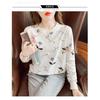 White Printed Long-sleeved Sweatshirt for Women Autumn New Korean Style Loose and Versatile Autumn Round Neck Top