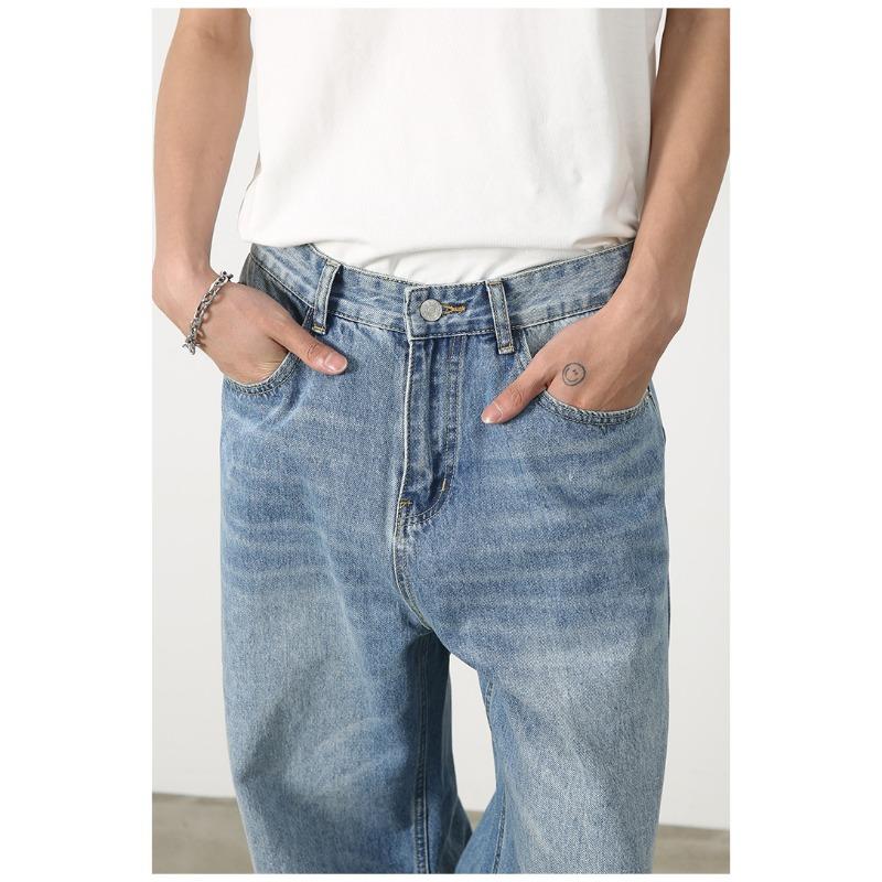 Lange Hosen Vintage Jeans Herren Gerade Locker Weites Bein Personalisiertes Beindesign Gerade Locker Jeans für Herren Modische und Bequeme Hosen