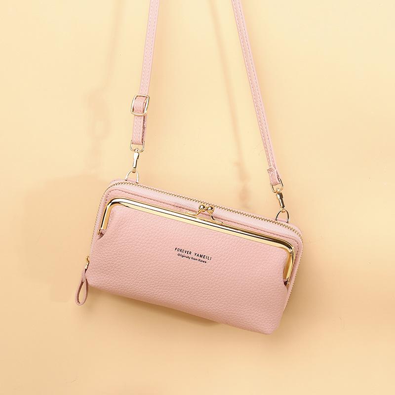 Multi-functional PU Leather Crossbody Bags Simple Lightweight Large Capacity Shoulder Bags Casual Small Mobile Phone Hand Bags