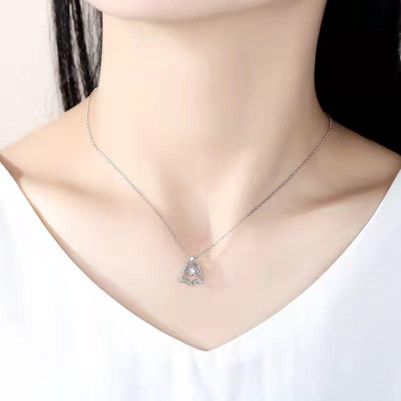 

Beixi 925 Sterling Silver Christmas Tree Necklace for Women - Light Luxury Simple Pendant 925 Silver