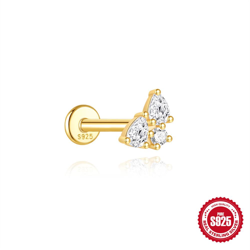 

Модные серьги-гвоздики из стерлингового серебра 925 пробы с инкрустацией из циркония для ежедневного ношения в форме хряща и спирали 16 г