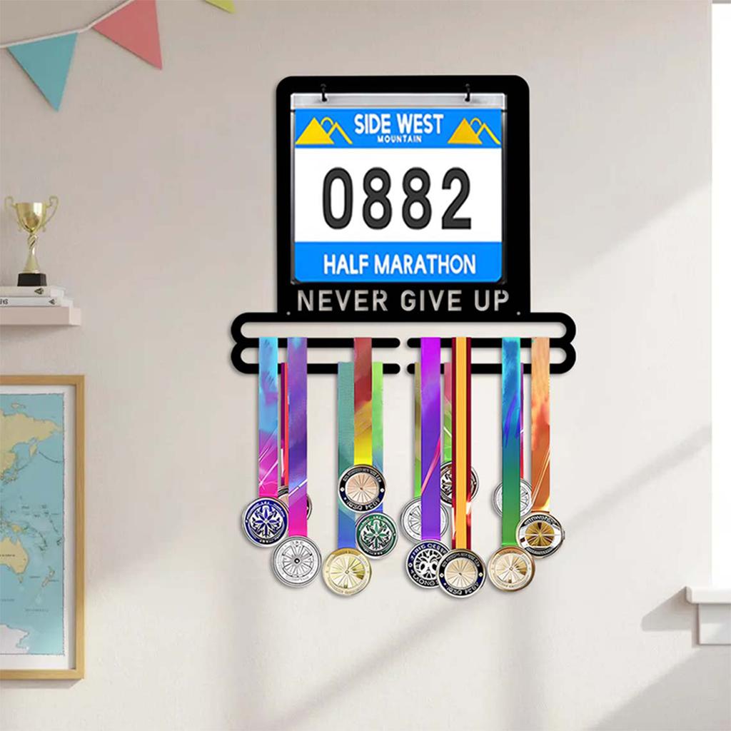 Wall Display Rack with Hooks for Awards and Medals