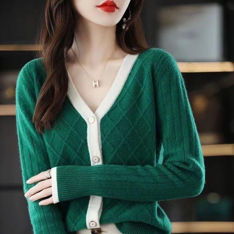 New Autumn Winter Loose Knit Cardigan Women Fashion V Neck Casual Coat Korean Style Elegant Outerwear