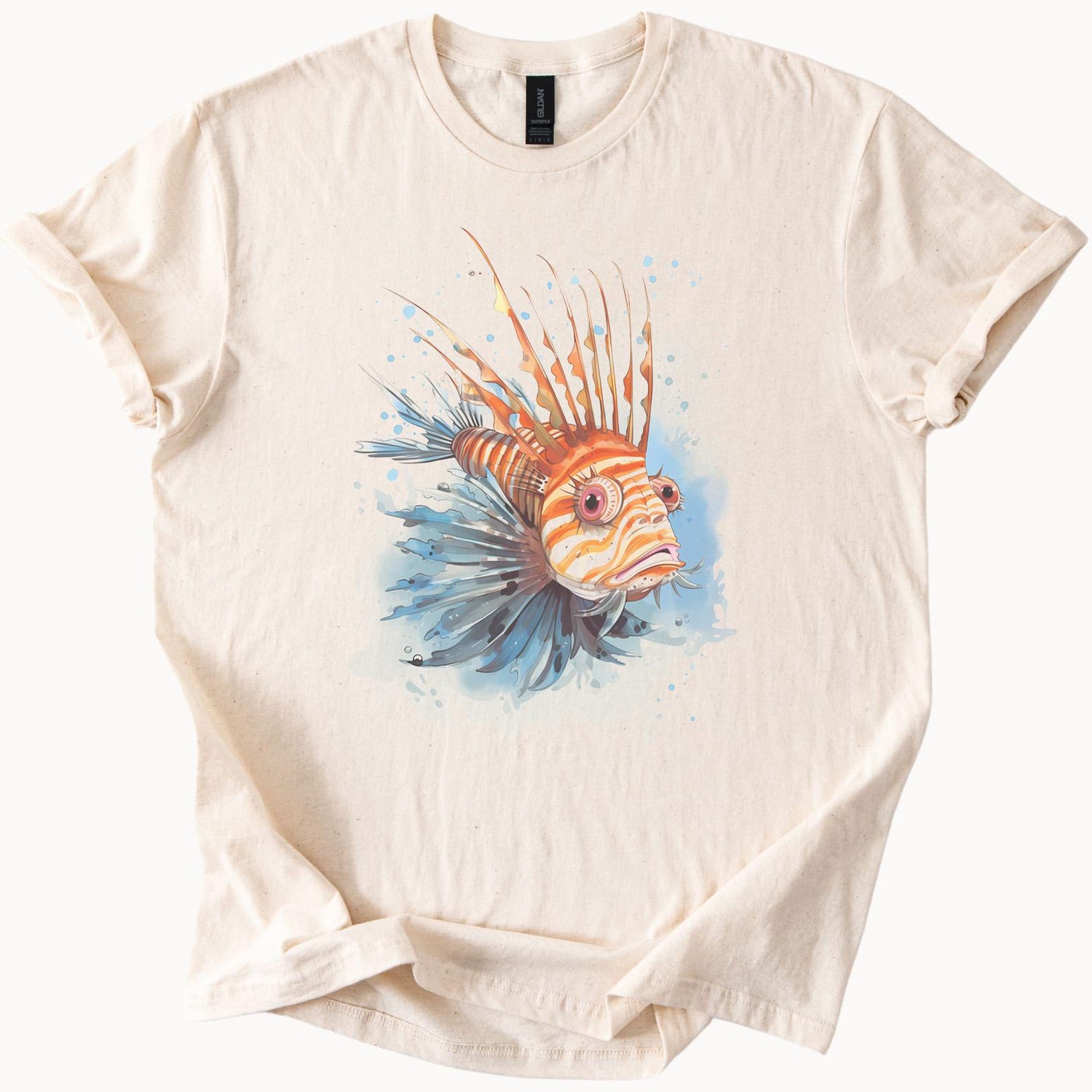 Watercolor Lionfish Art Shirt Ocean Fish Graphic Tshirt 110