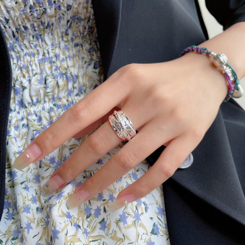 Adjustable Hollow Love Heart Ring - Women s Fashionable Wide Band with Twined Lines. Trendy Stackable Index Finger Ring. Open Adjustable