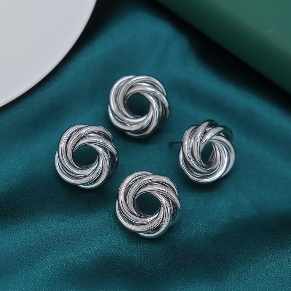 Light Luxury Irregular Earrings Temperament Ladies Ear Studs Simple Metal Round Earrings  Wedding
