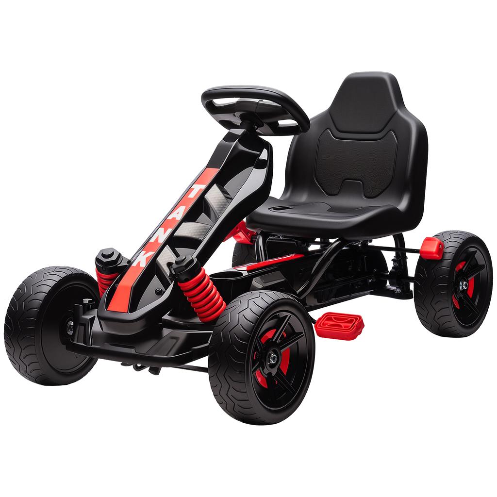 Pedal Go Kart for Kids Aged 3-6 Years, with Freewheel System, Brake, EVA Anti-Slip Wheels, Red