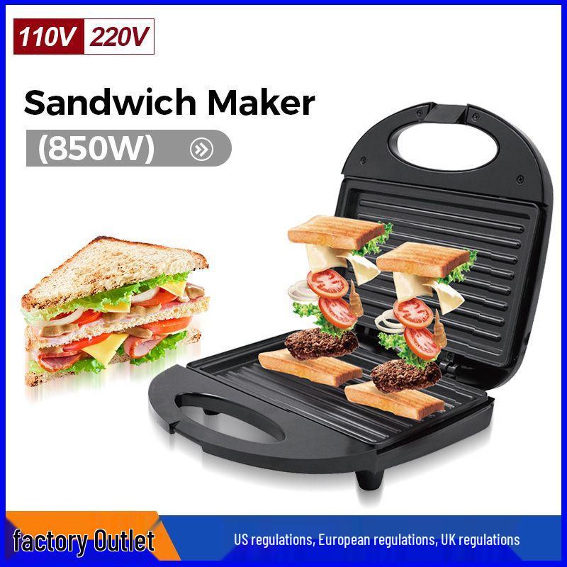 110V/220V Multifunctional Breakfast Machine: Griddle, Toaster, Waffle & Sandwich Maker