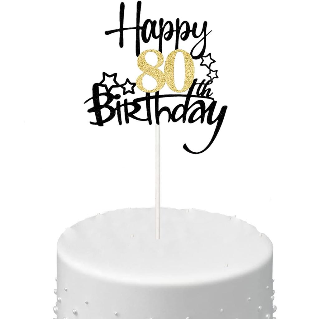 2 STÜCKE Gold Schwarz Happy15th Birthday Cake Topper für Geburtstagstortendekorationen für Jubiläumsfeier Dekorationen Zubehör