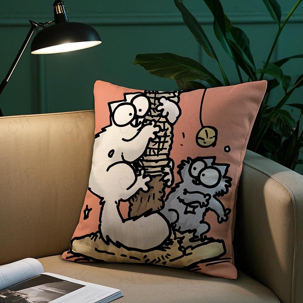 KawaiiS-Simons Cat B Cushion Cover Pillow Case Pillowcase Anti-dustmite Pillow Invisible zipper silky short plush Sofa cushion