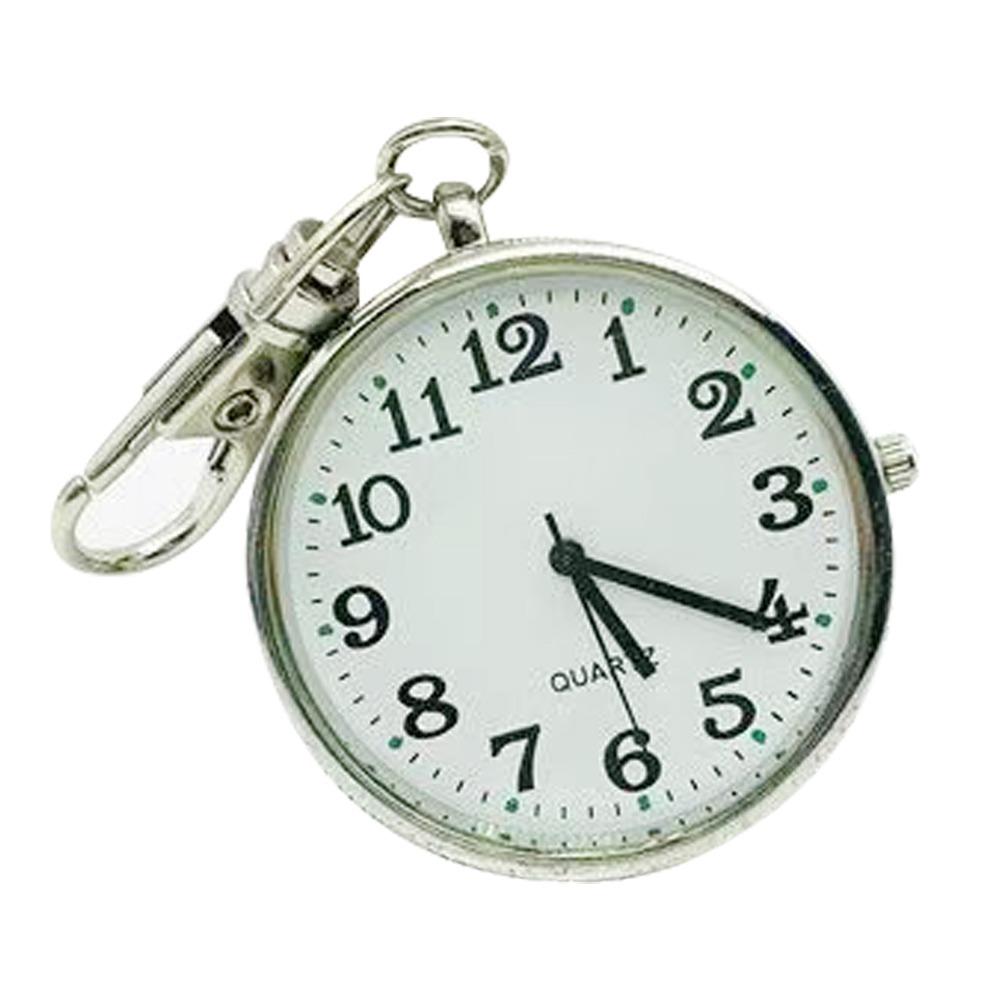 

Large Dial Quartz Pocket Watches Luminous Dots Keyring Chest Watches Quartz Movement Minimalist Design серебряный