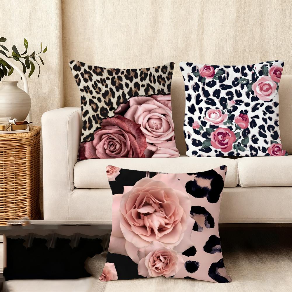 Pink Leopard Fashion Cushion Cover Plush Fabric Soft DoubleSided Printed Sofa Warm Winter Home Child Gift Pillow Case
