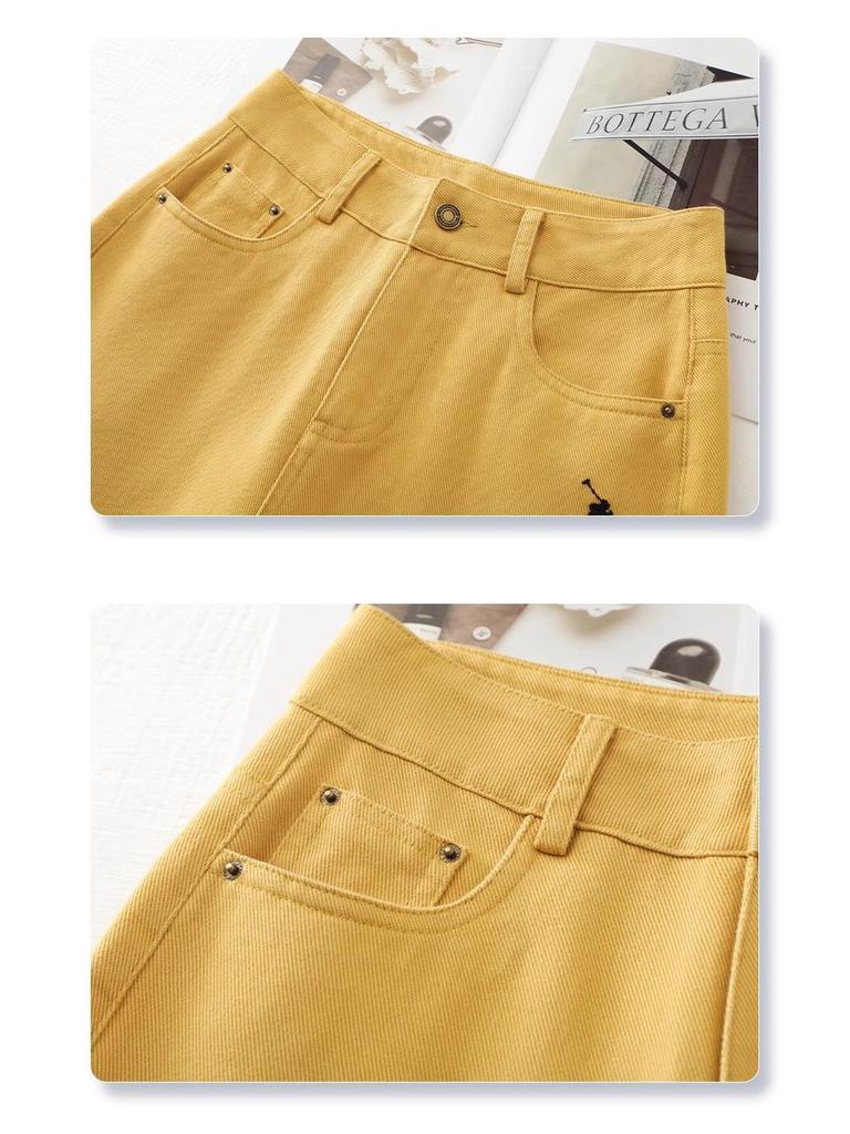 Women's White Loose Straight-Leg Jeans - Spring/Autumn 2025 Slimming Wide-Leg Trousers for Petites