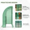 Walk-In Lean to Wall Greenhouse with Windows and Doors, Outdoor Green House with 3 Tiers 4 Wired Shelves, 200L x 100W x 215Hcm, Green