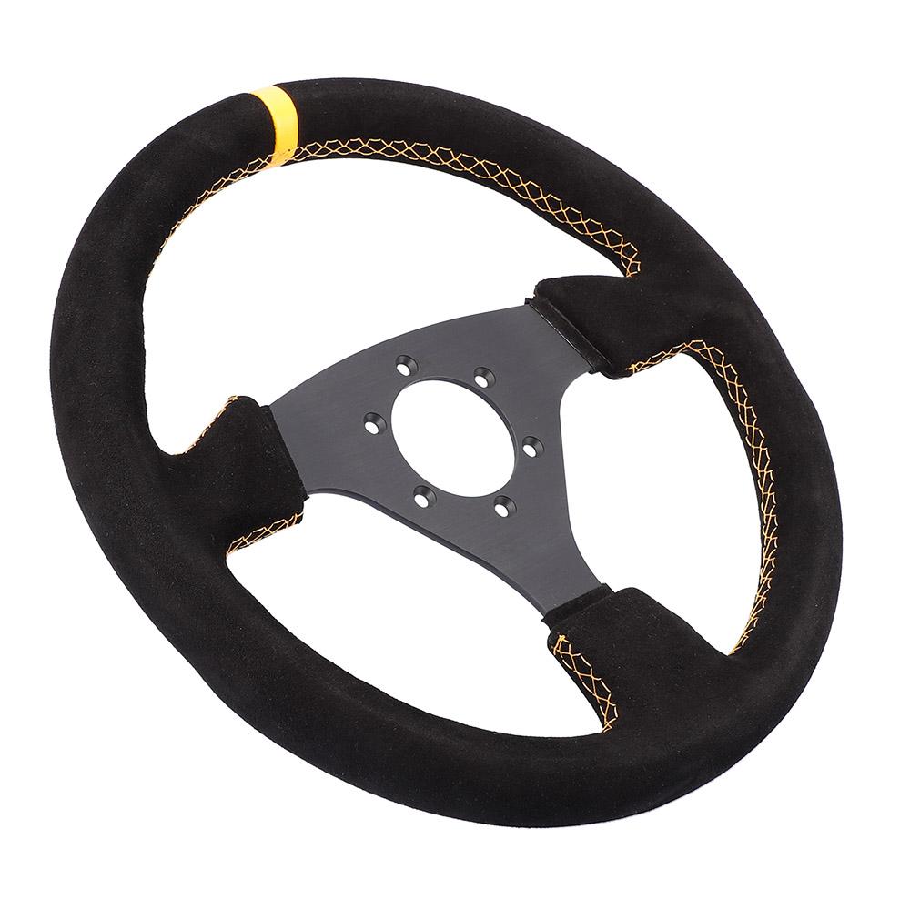 13'' Racing Steering Wheel 330mm - Universal Flat Design, Aluminum+PVC for Drift, Real Car, PC Simulator, Cockpit Gaming