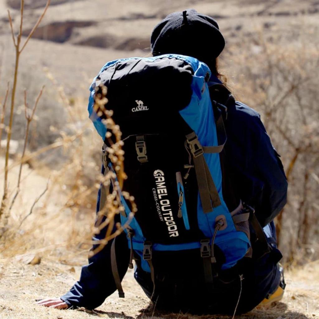 Camel Hiking Backpack, Large Capacity, Multi-Functional Design, Travel Model 7S3AC3034A, Navy Blue, 65*34*25cm