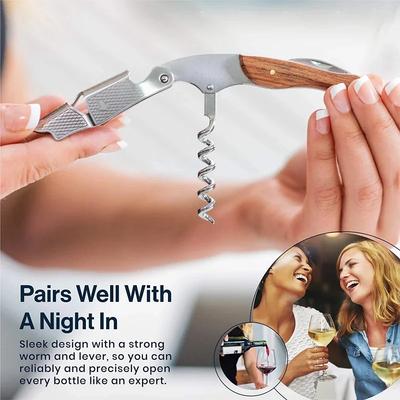 Ξύλινη λαβή τιρμπουσόν Επαγγελματικό ανοιχτήρι κρασιού Φορητό βιδωτό ανοιχτήρι πολυλειτουργικό ανοιχτήρι μπύρας με καπάκι μπύρας Εργαλείο μπαρ κουζίνας