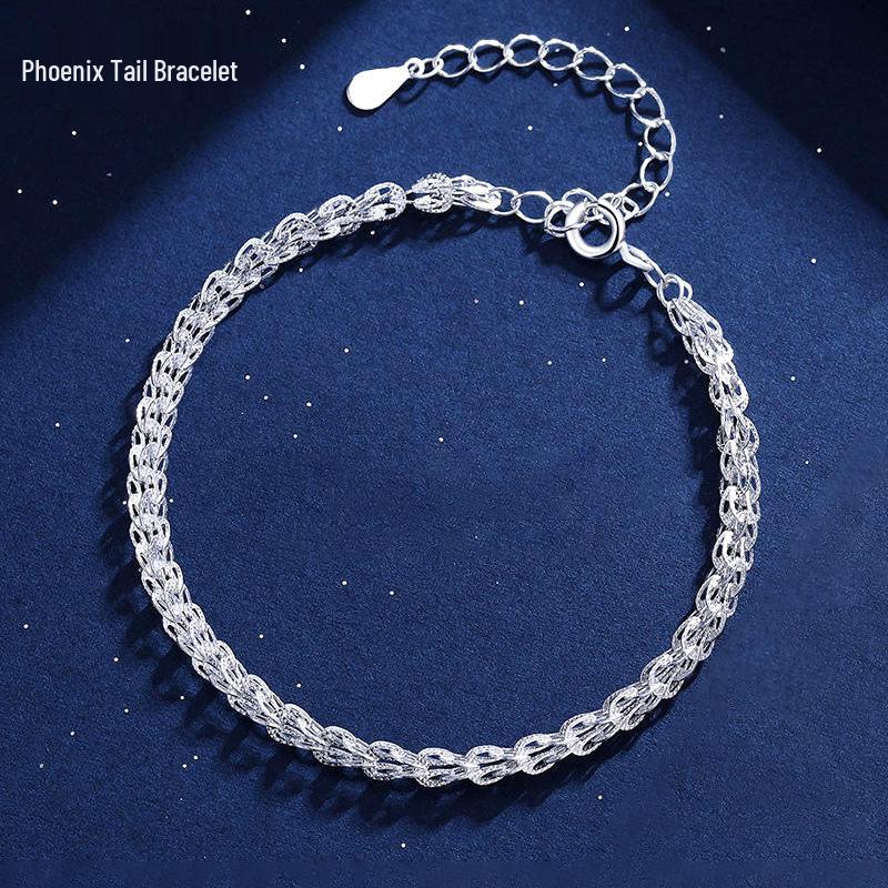 Phoenix Tail Sparkling s925 Sterling Silver Women's Bracelet - Light Luxury, High-End, Super Shiny Design
