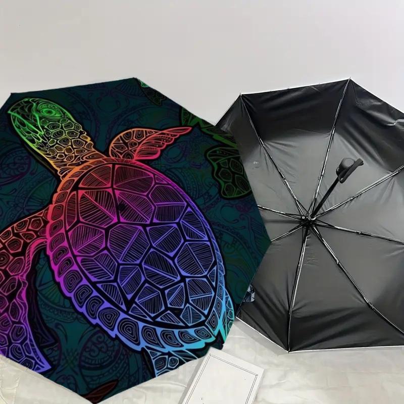 1pc Rainbow Sea Turtle Artwork Umbrella with Plastic Handle,Suitable for All Seasons Home Travel Outdoor UmbrellaDD275