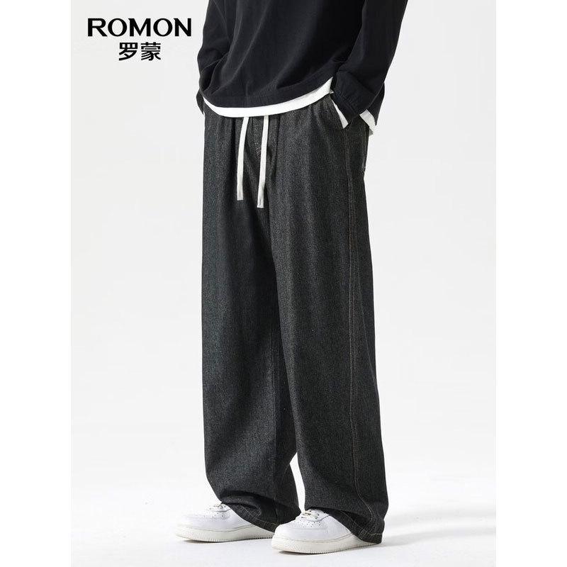 ROMON Men s Straight-Leg Drawstring Washed Jeans S
