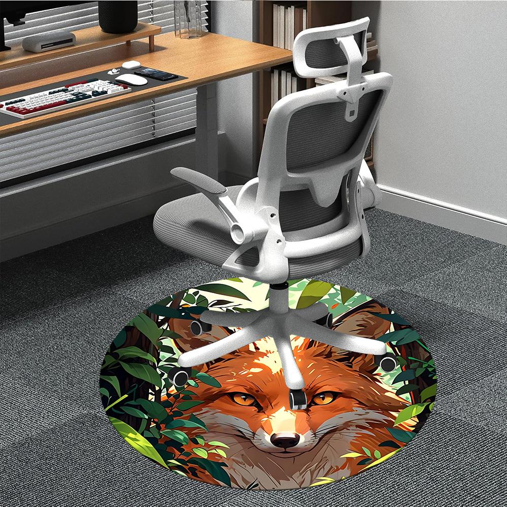 

1pc Fox Print Chair Carpet for Office Non-Slip, Machine Washable Rug for Office, Room - Holiday Decor, Machine Made yy251016109 80cm by 80cm